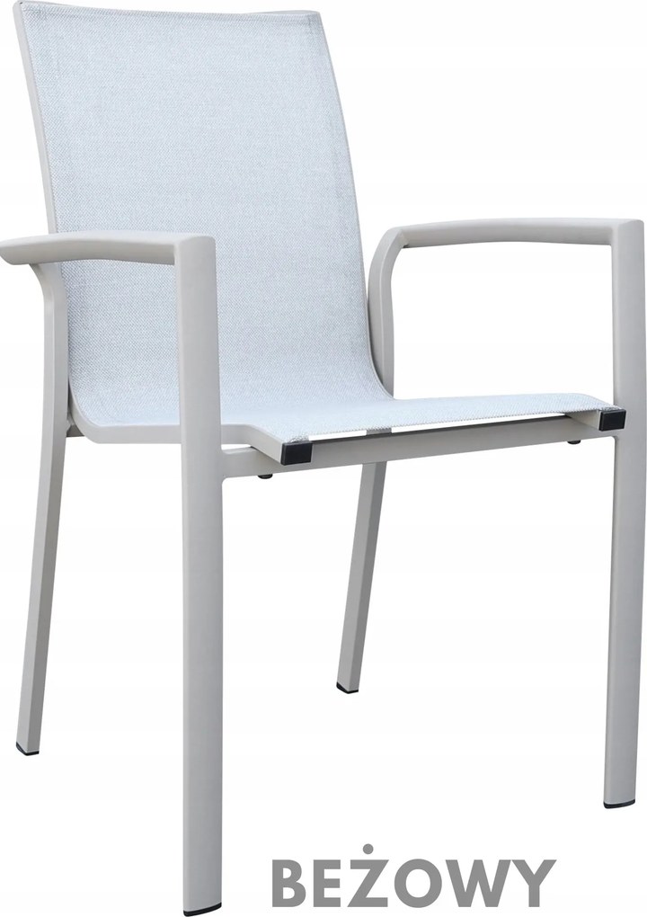 Krzesło ogrodowe aluminiowe beżowe 56x65x88 cm komfortowe wytrzymałe