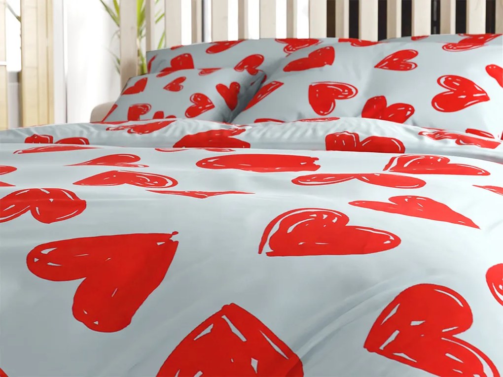 PrzytulneMieszkanie.pl PrzytulneMieszkanie.pl Bawełniana pościel WARM HEART jasnoniebieska Rozmiar pościeli: 2 szt 70 x 90 cm | 200 x 220 cm
