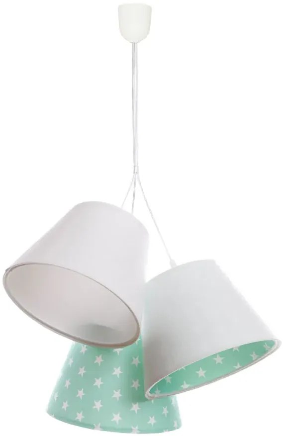 Biało-zielona dziecięca lampa wisząca w gwiazdki G4-D32