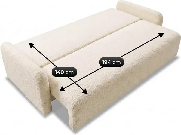 Sofa DUO Rozkładana Dwuosobowa Beżowa Boucle Japandi