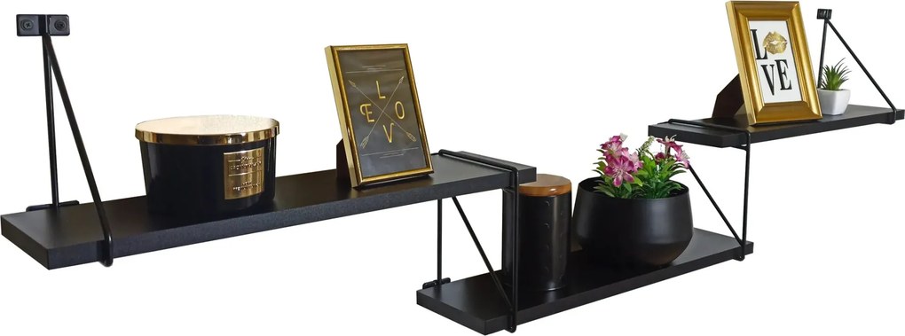 Czarna półka ścienna w stylu loft K4-W78