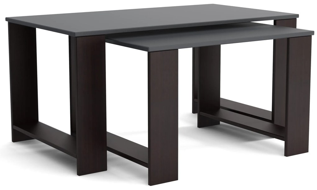 Stoliki kawowe ZESTAW STOLIKÓW 90+65cm MORI Wenge/Antracyt