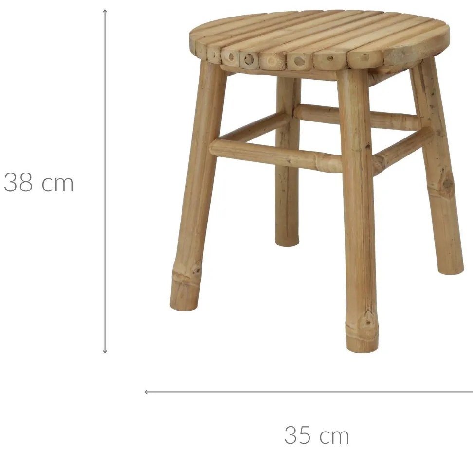 Taboret bambusowy, niski, Ø 35 x 38 cm