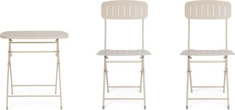 Beżowy stalowy zestaw mebli ogrodowych dla 2 osób Yvonne – Bizzotto