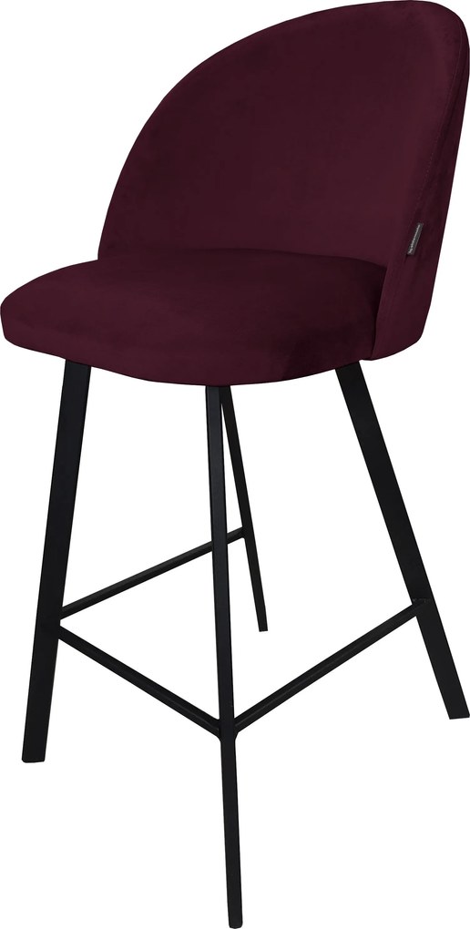 Hoker Colin krzesło barowe tkanina Welur podstawa metalowa : Kolor nogi - Czarna profil, Kolor tkaniny - VELVET - MG02, Typ siedziska - Siedzisko stałe