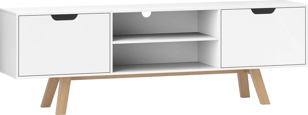 HOMCOM Komoda TV z Szufladami i Otwartymi Półkami, MDF, 150 x 39 x 50 cm, Biały