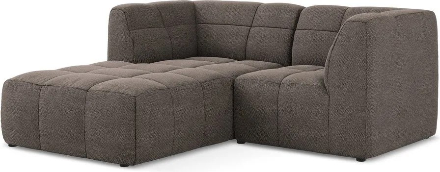 Brązowy narożnik z materiału bouclé (lewostronny/z szezlongiem) Aloha – Makamii