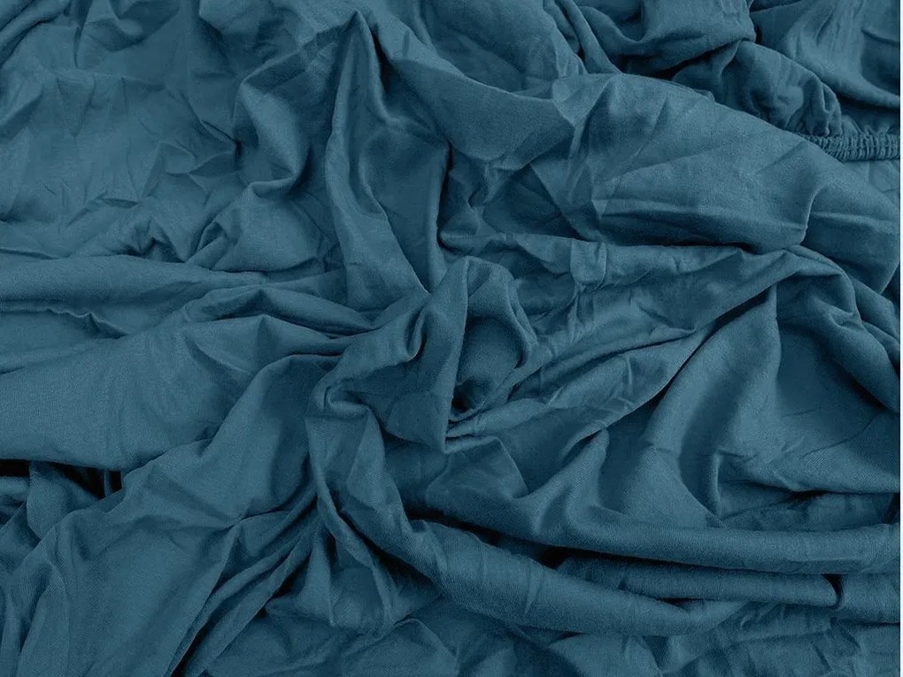 PrzytulneMieszkanie.pl Prześcieradło jersey HIGHFIT morski 200 x 220 cm