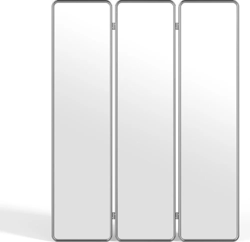 Parawan lustrzany 3-skrzydłowy z aluminium - szer. 140 x wys. 180 cm - Chromowany - REFLEYA