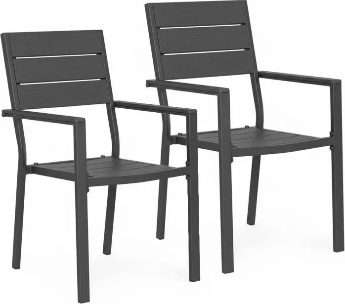 Krzesła ogrodowe Caprila - zestaw 2 szt. na taras i balkon, kolor szary