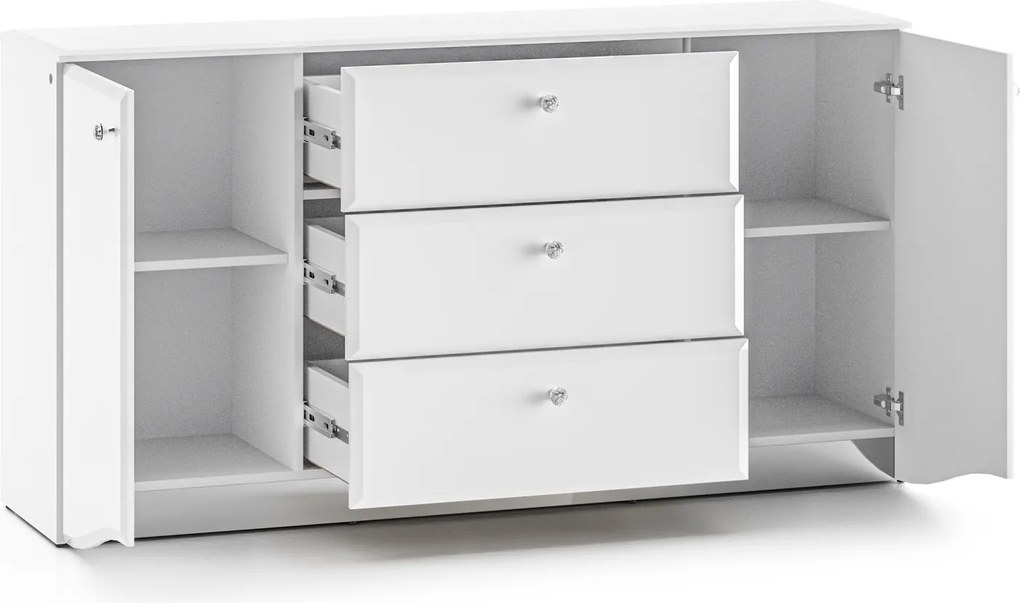 Komoda z oświetleniem LED Glamour 02, biały połysk