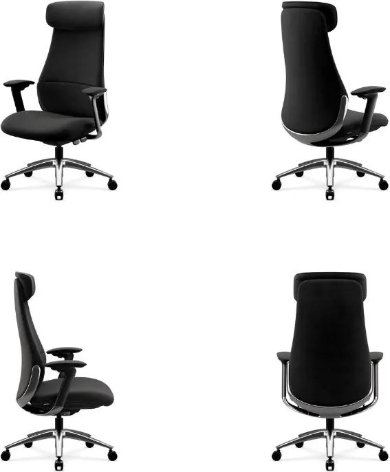 Ergonomiczny fotel biurowy tapicerowany Command, czarna tkanina