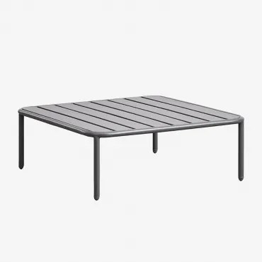 Square 90x90 Cm Garden Coffee Table In Roubly Steel Grafitowa Szarość - Sklum