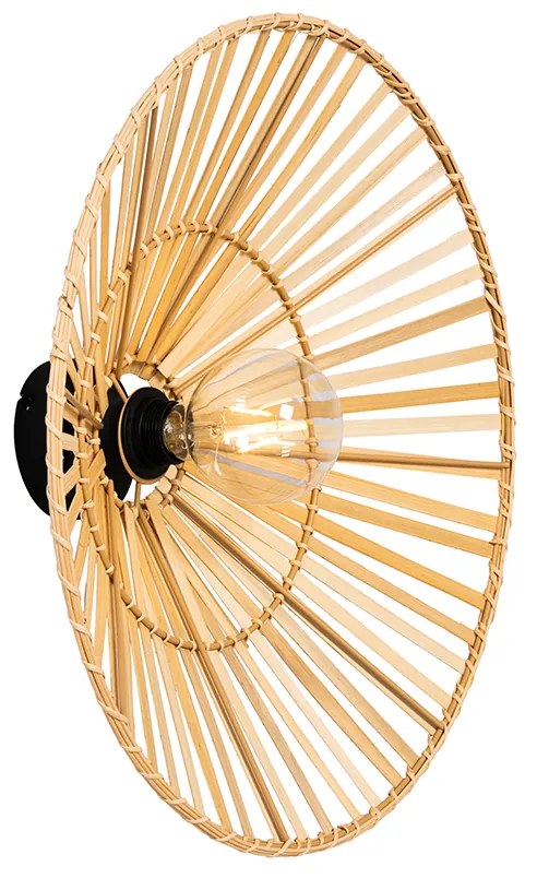 Orientalna lampa ścienna czarna z naturalnym bambusem - Pua