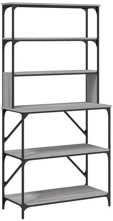 Regał z 6 półkami w stylu loft szary dąb G3-H34