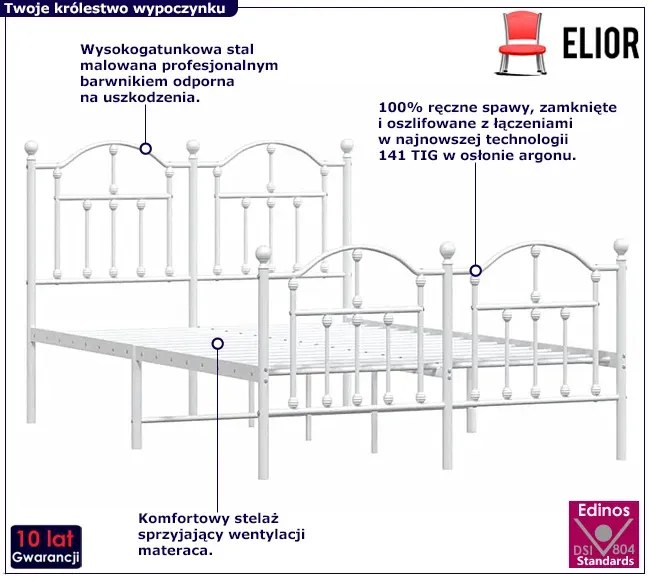 Białe metalowe łóżko industrialne 120x200 cm Medina 8X