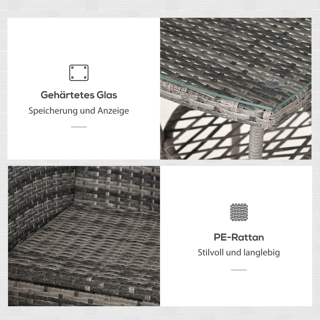 Outsunny 3-cz. zestaw ogrodowy ze stolikiem bocznym