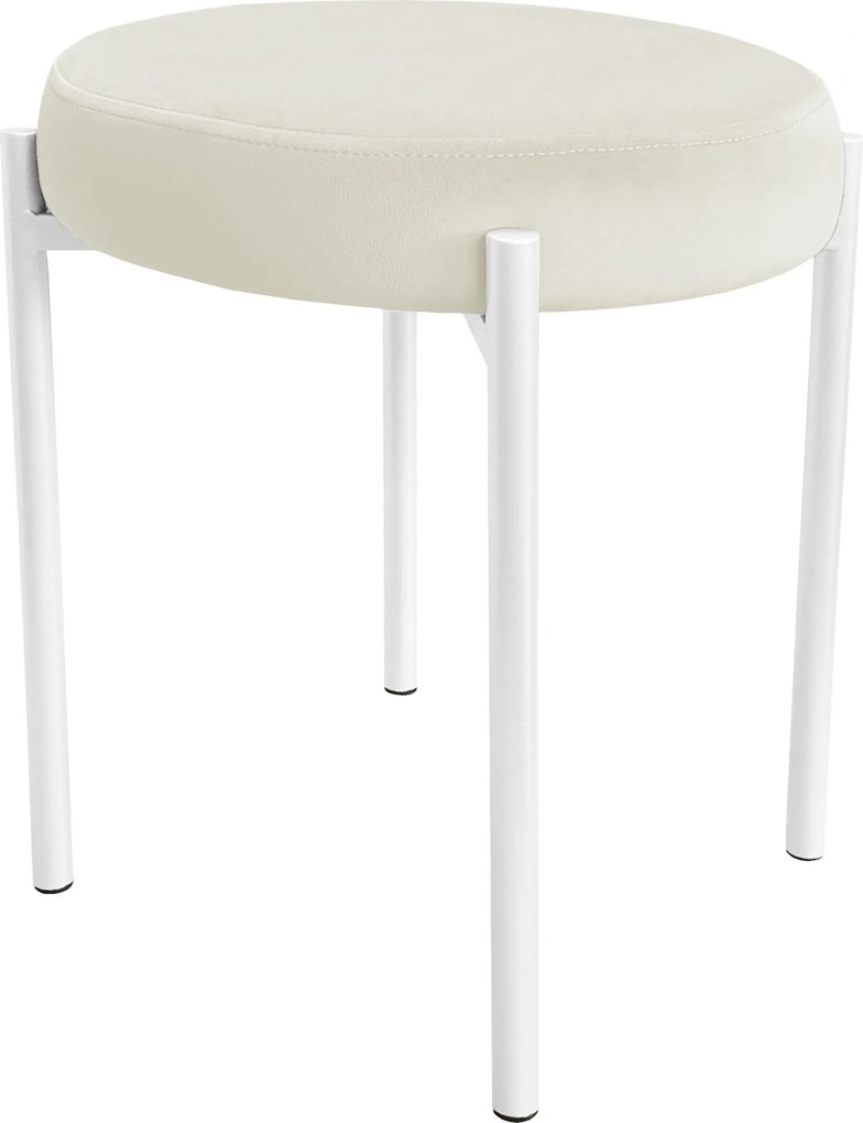Taboret DIOR stelaż metalowy tkanina Welur : Kolor Stelaża - Biały, Kolor tkaniny - VELVET - MG50, Typ tkaniny - Velvet