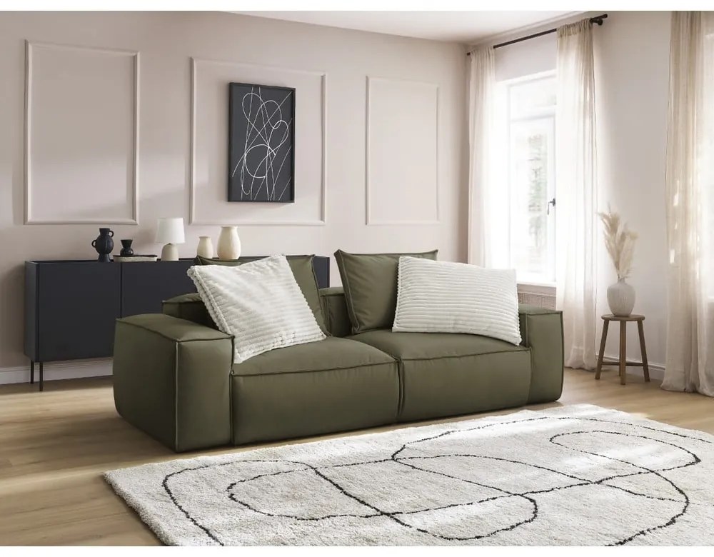 Zielona sofa z imitacji skóry 260 cm Boheme – Bobochic Paris