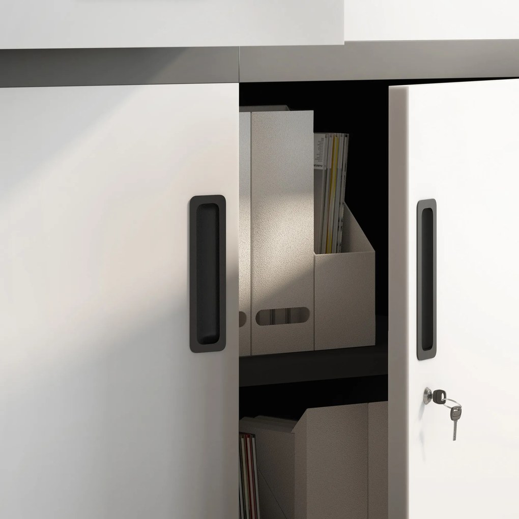 Biurowa szafa metalowa z sejfem na akta i dokumenty FILIP, 900 x 1850 x 400 mm, antracytowo-biała