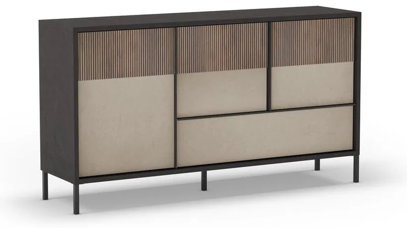 Antracytowo-jasnobrązowa niska komoda 156x86 cm Amalia – Marckeric