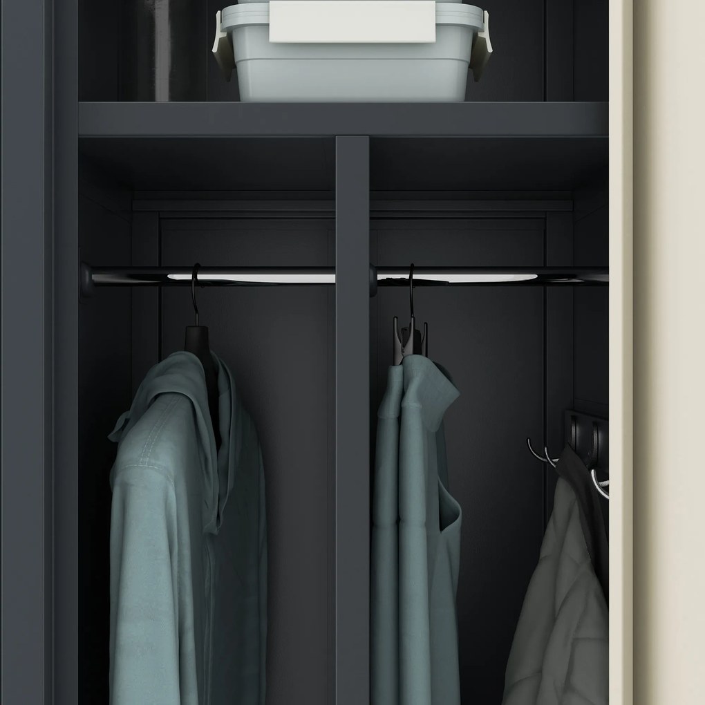Szafka pracownicza czterokomorowa antracytowa / dąb sonoma: Eco Design KACPER, 800 x 1800 x 500 mm
