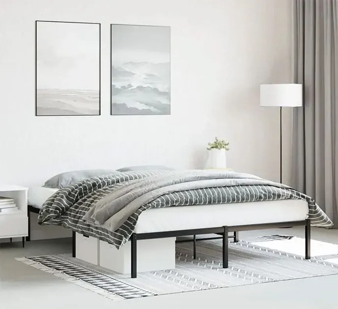 Czarne metalowe łóżko industrialne 160x200 cm - Tresto