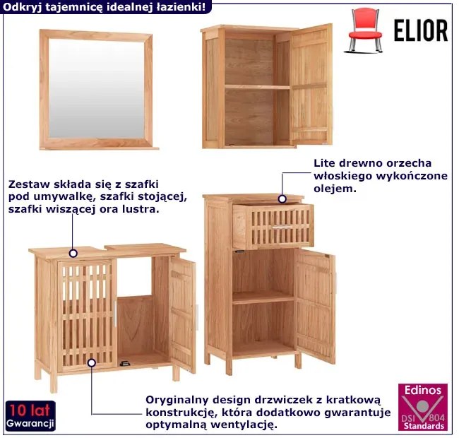 Zestaw mebli łazienkowych w stylu boho - Yuzu 5X