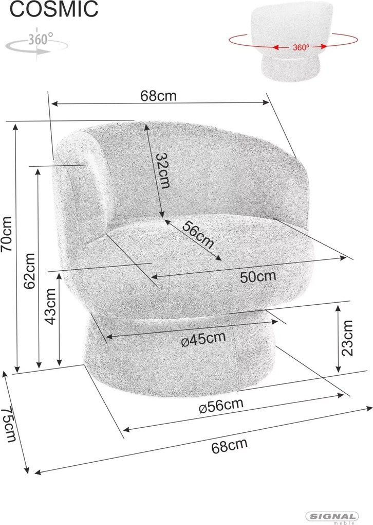 Obrotowy fotel designerski COSMIC RAVEN, ciemny beżowy
