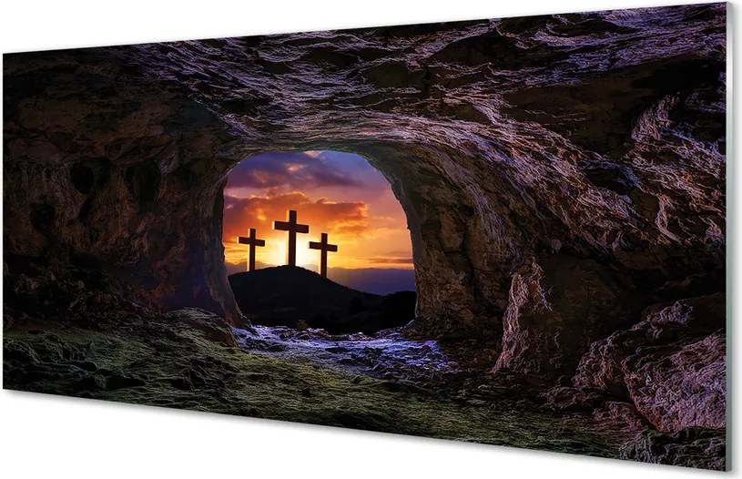 Szkło Ozdobne do Kuchni Trzy Krzyże o Zachodzie Słońca