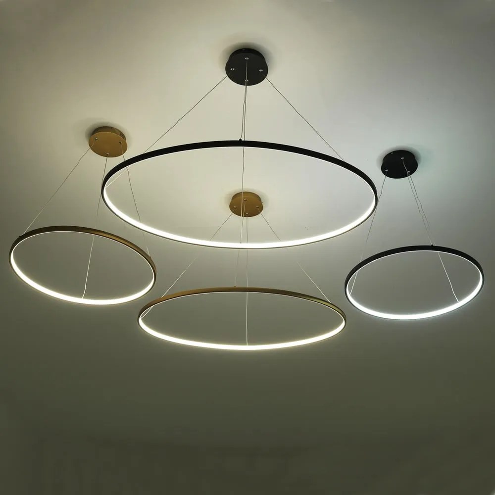 Czarna lampa wisząca Tomasucci Oval Ring, wys. 92 cm