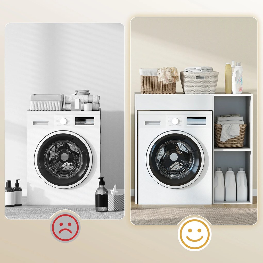 HOMCOM Szafka nad pralkę, organizer łazienkowy nad toaletę z otwartymi półkami do pralni, biały | Aosom PL