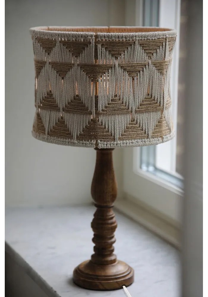 Brązowa lampa stojąca z jutowo-tekstylnym kloszem (wysokość 45 cm) Ano – Markslöjd