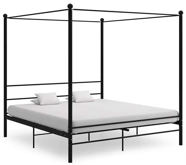 Czarne dwuosobowe łóżko z metalu 180x200 cm - Aveiro