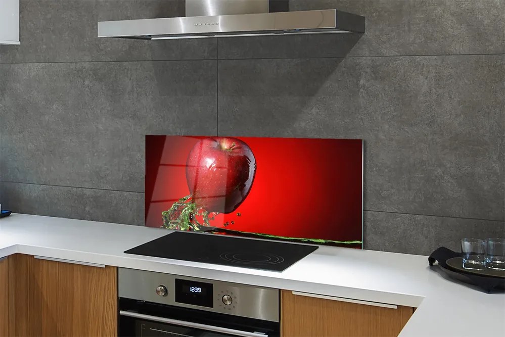 Szkło do Kuchni na Ścianę Czerwone Jabłko w Wodzie