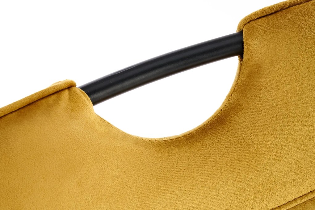 Krzesło musztardowe z rączką, velvet, tapicerowane, z uchwytem K521