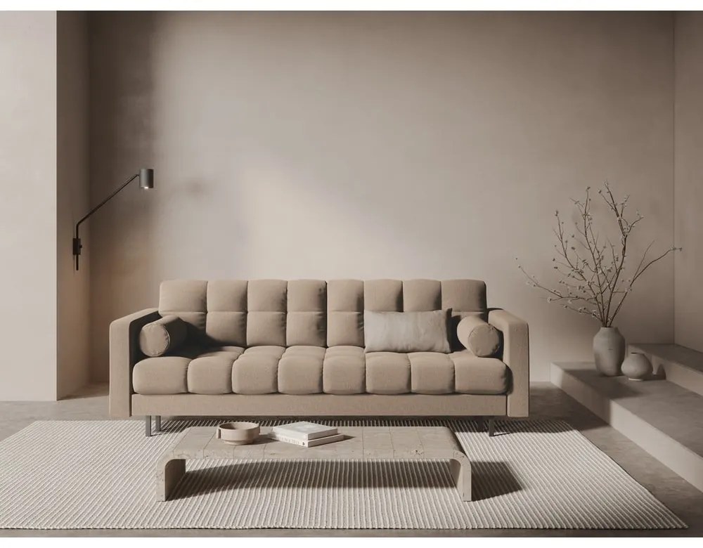 Beżowa rozkładana sofa ze schowkiem 222 cm Bali – Cosmopolitan Design