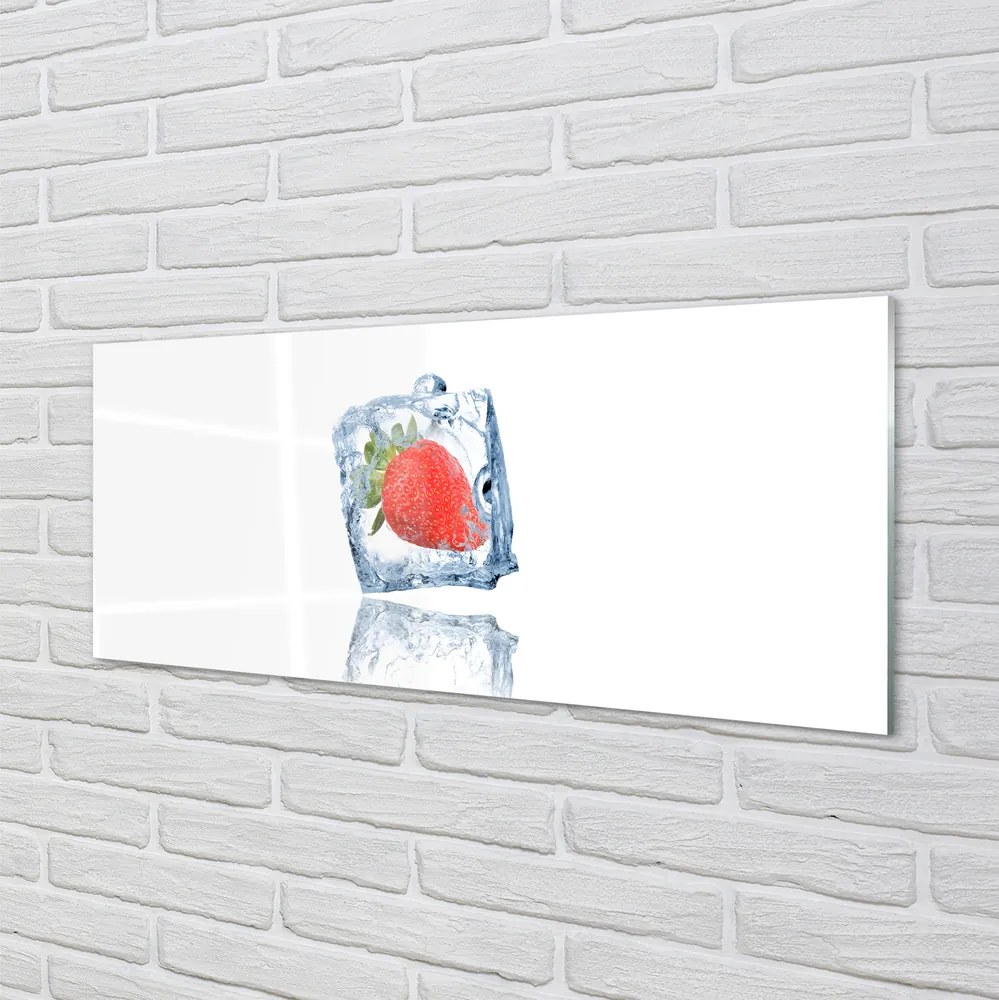 Szkło do Kuchni na Ścianę Kostka Lodu z Truskawką