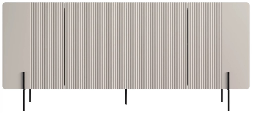 Komoda Malmi 200 cm czterodrzwiowa - kaszmir / crema bianca / czarne nóżki