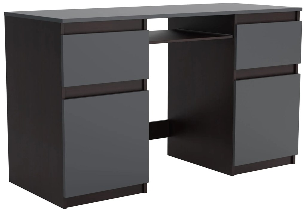 Biurko komputerowe młodzieżowe szkolne 140 cm z półką szufladami REMI2 Wenge/Antracyt