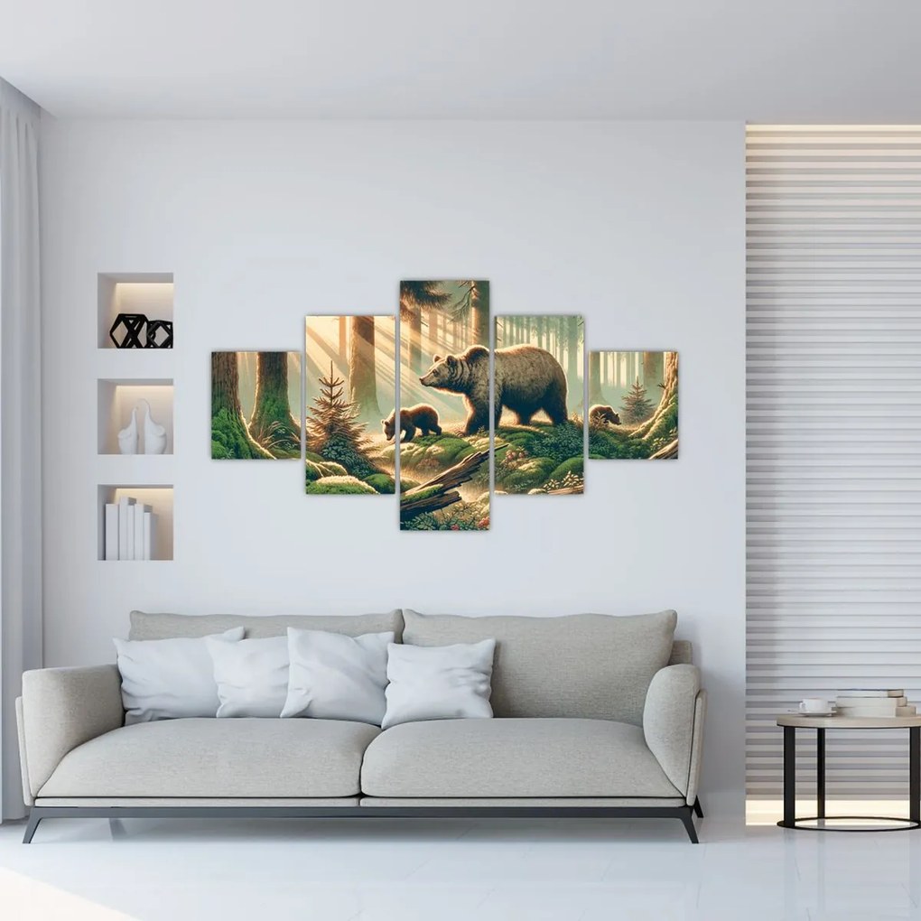 Obraz - Niedźwiedzie w lesie (125x70 cm)