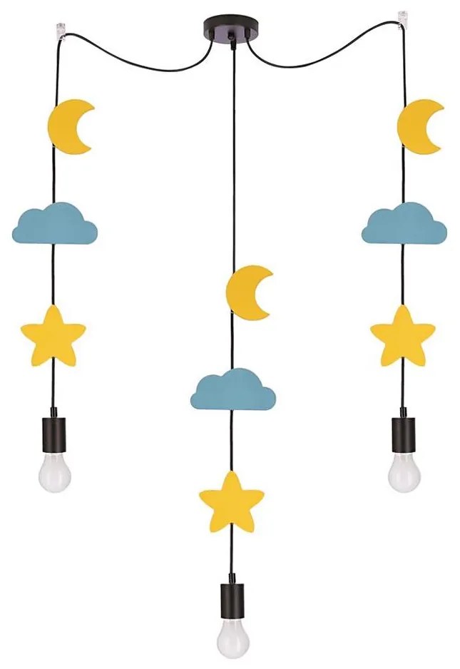 Dziecięcy żyrandol na przewodzie TRIO 3xE27/20W/230V żółty/niebieski