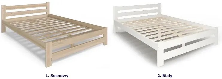 Dwuosobowe łóżko sosnowe ze stelażem 180x200 - Berti 3X