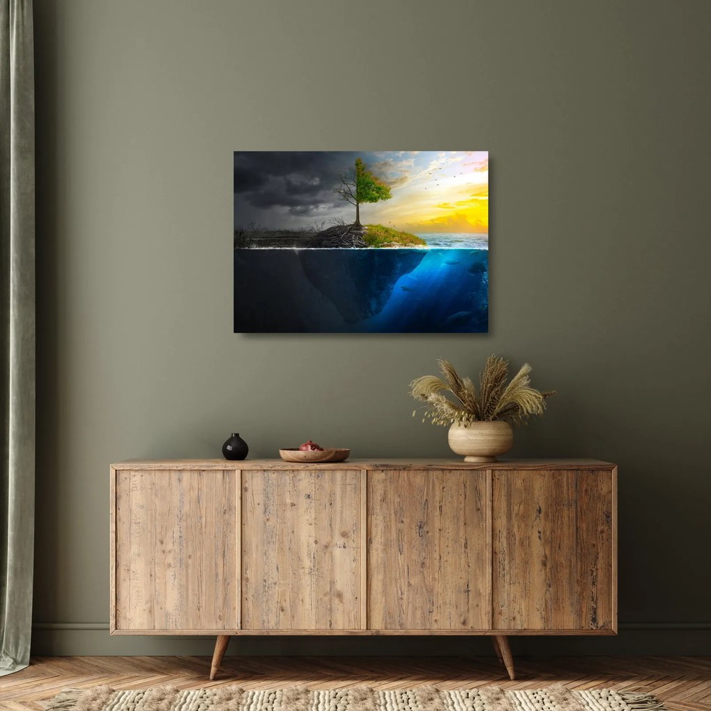 Obraz na szkle - przedstawienie dwóch stron (70x50 cm)