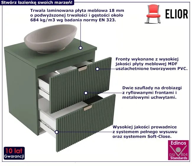 Szałwiowa szafka ścienna pod nablatową umywalkę - Enda 3X