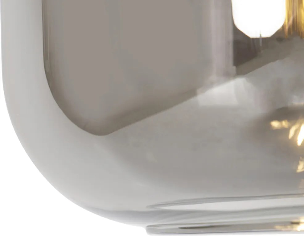 Inteligentna lampa wisząca czarna ze złotem i dymionym szkłem w tym Wifi G95 - Zuzanna