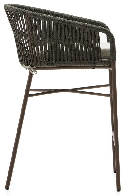 Ogrodowy hoker z zieloną plecionką Kave Home Yanet, wys. 85 cm