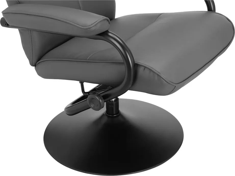 Szary fotel wypoczynkowy z imitacji skóry z podnóżkiem Istad – Støraa