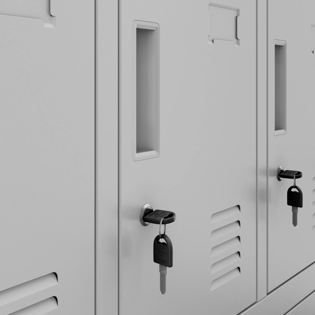 Szafa skrytkowa socjalna BHP szara: ROBERT, 1360 x 1720 x 450 mm