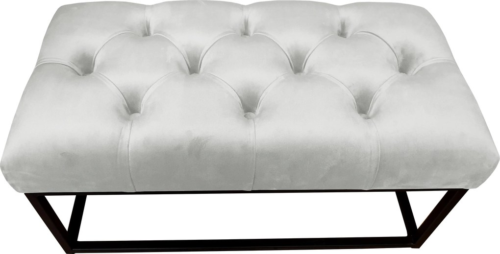Ławka CHESTERFIELD tkanina Welur loft ławka metal : Kolor Stelaża - Czarny , Kolor tkaniny - VELVET - MG39, Typ tkaniny - Velvet